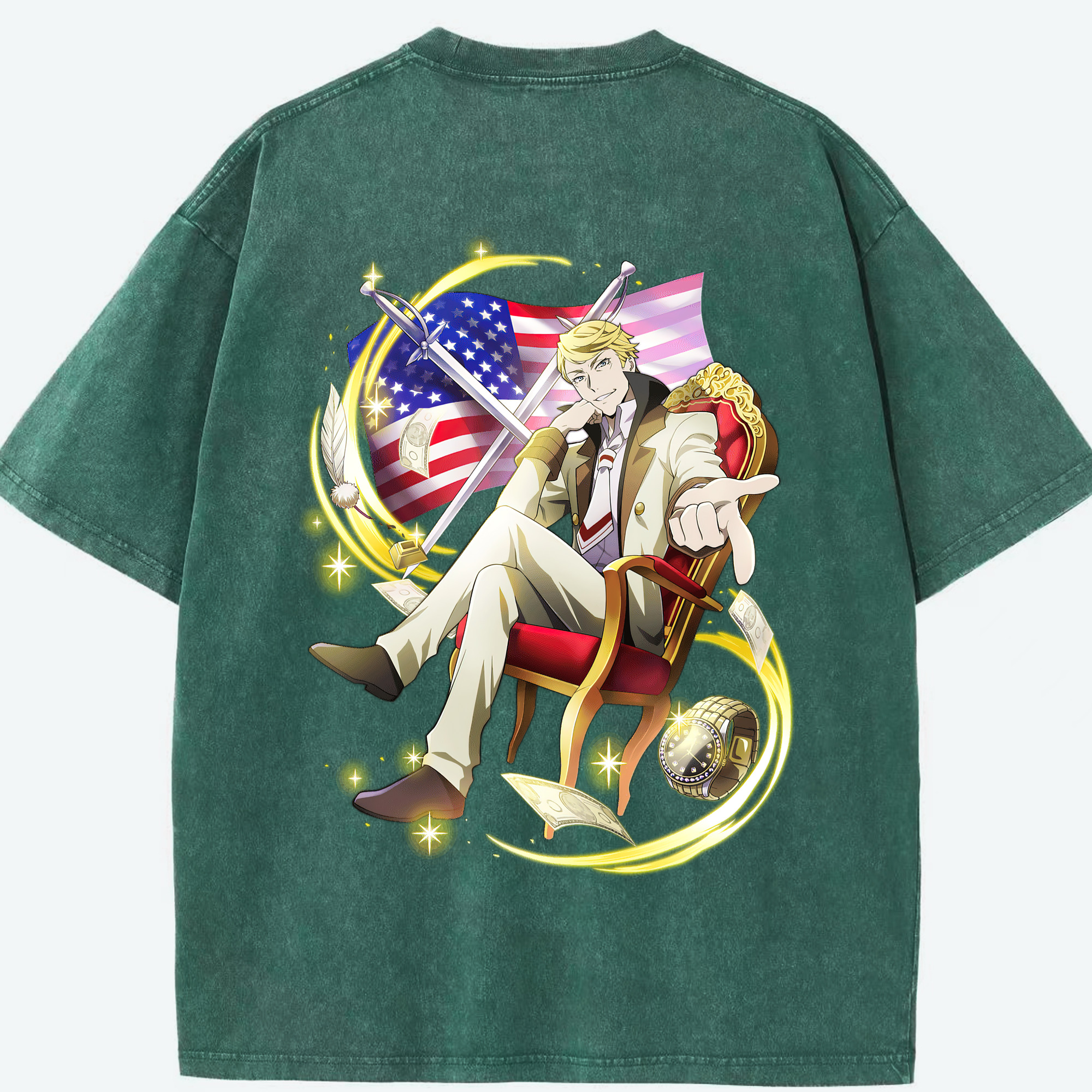 （画像用） 文豪ストレイドッグス Bungo Stray Dogs 綿100% ヴィンテージ風 半袖Tシャツ（背面プリント）